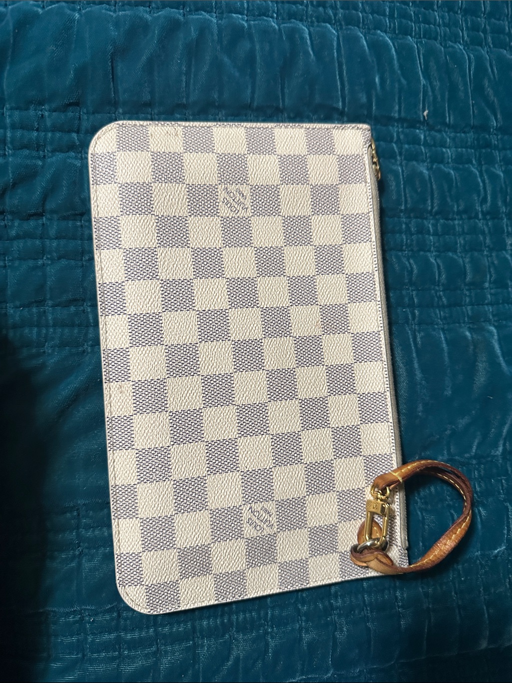 Louis Vuitton White And Blue Damier Azur Canvas Wristlet